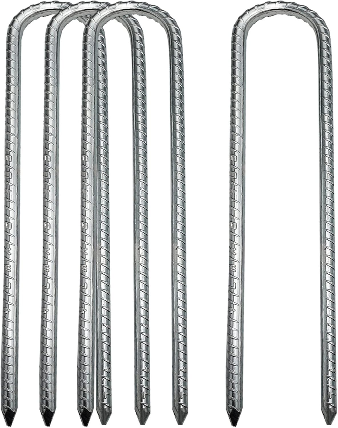 Ground Stakes Steel Rebar Stakes Tents Nails Heavy Duty Garden Stake Ground Anchor Pegs U Shaped Metal Fences Stake for Trampolines Camping Canopies Sheds Swing Sets, 12inch 4 Pack