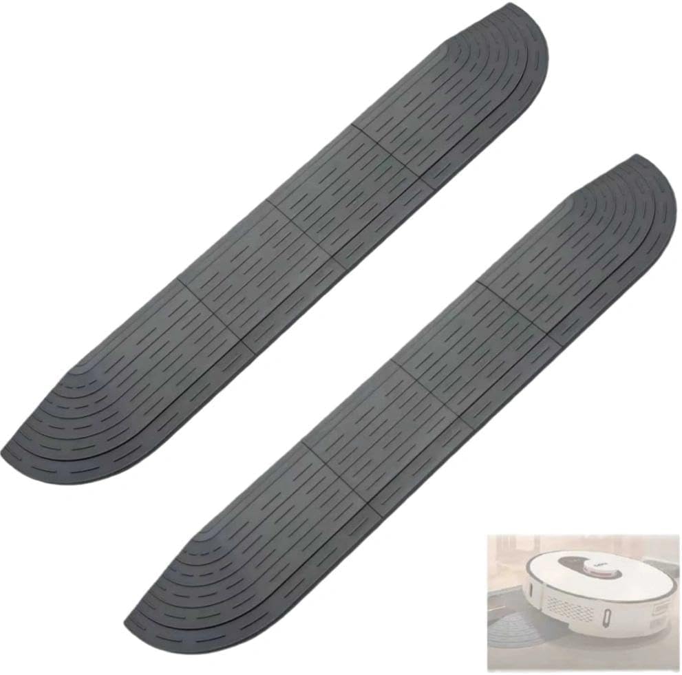 2-Pack Plastic Threshold Ramp for Robot Vacuums Fits Roborock Dreame iRobot Shark Compatible with Ecovacs Eufy Xiaomi Narwal MOVA -1.2''x4.5''x25'' Grey Climbing Mat for 0.8''-1.2'' Sills