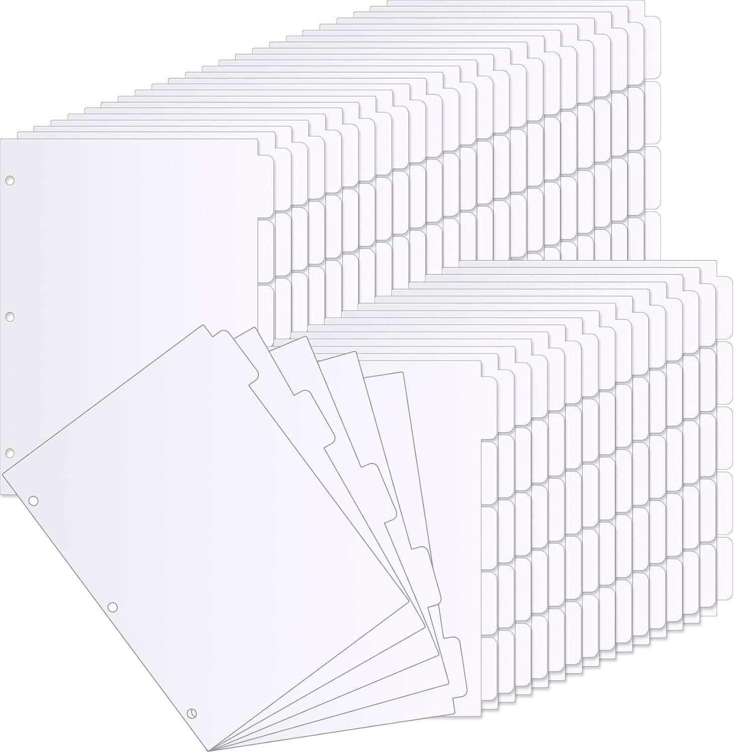 80 Sets/400 Pack Binder Dividers with Tabs Bulk, White Page Dividers for 3 Ring Binder, 5 Tabs Set Letter Size 9 x 11.5 Inch