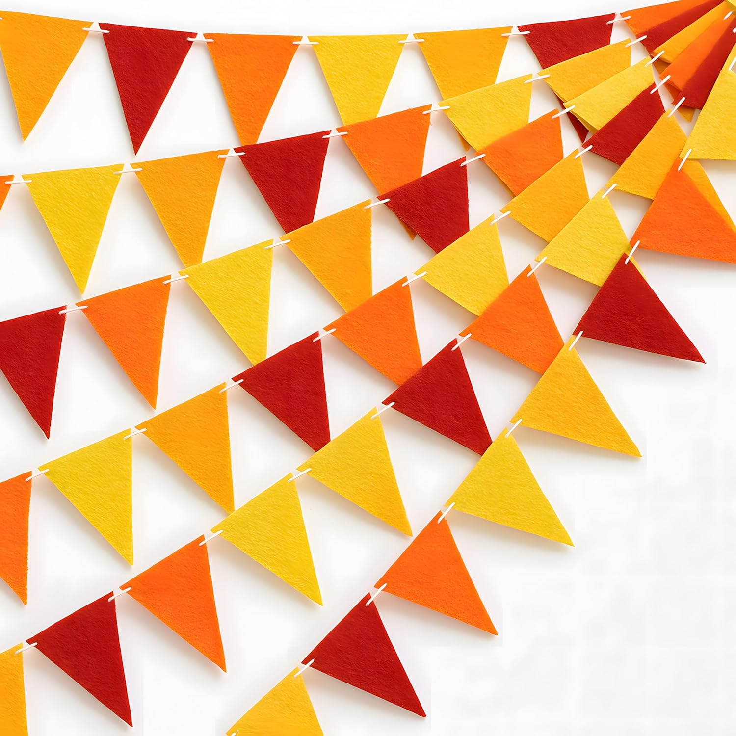 5 Pieces 41 Feet Fall Pennant Banner Autumn Decoration Yellow Orange and Red Felt Triangle Flags Bunting Banners for Fall Thanksgiving Harvest Birthday Party Home Decor Indoor Outdoor Supplies