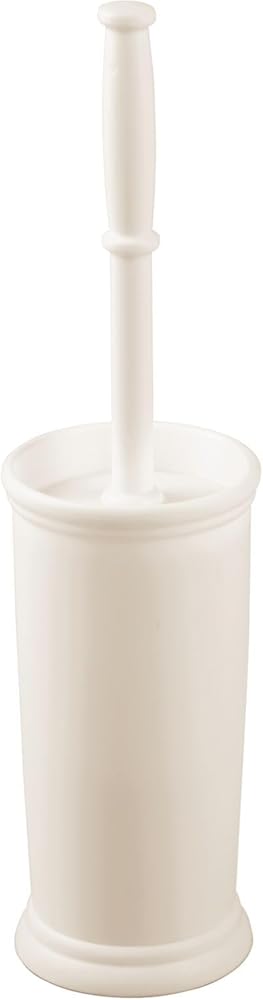 Toilet Bowl Brush and Holder - Covered Bathroom Brush - Standing Scrubber in Modern Holder - Space Saving, Deep Cleaning for Toilet - Cream/Beige