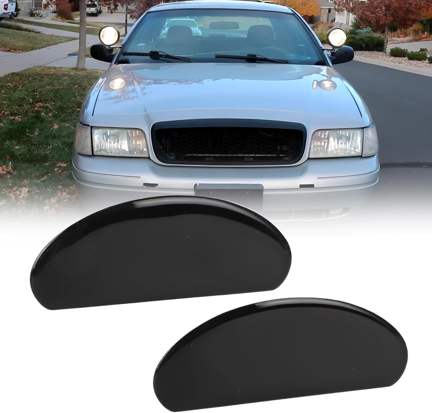 Windshield Post Spotlight Hole Patch Cover - Adhesive Spotlight Hole Cover for Police Vehicle Fits for Dodge Charger Chevrolet Impala (2Pcs, Waterproof)