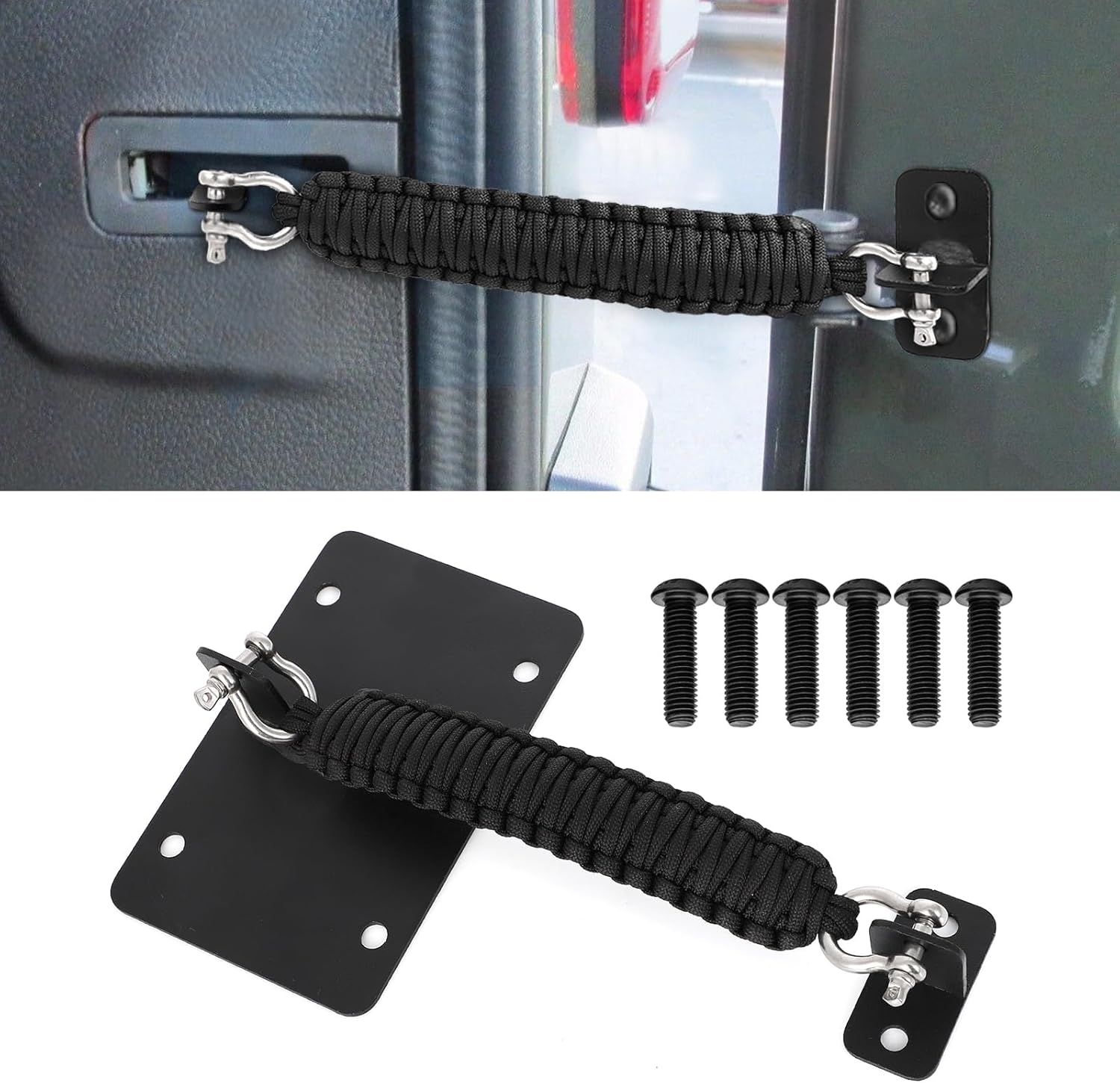 Rear Door Check Strap Tailgate Stopper Limiter Removable Black Braided Strap for 2011-2018 Jeep Wrangler JK JKU