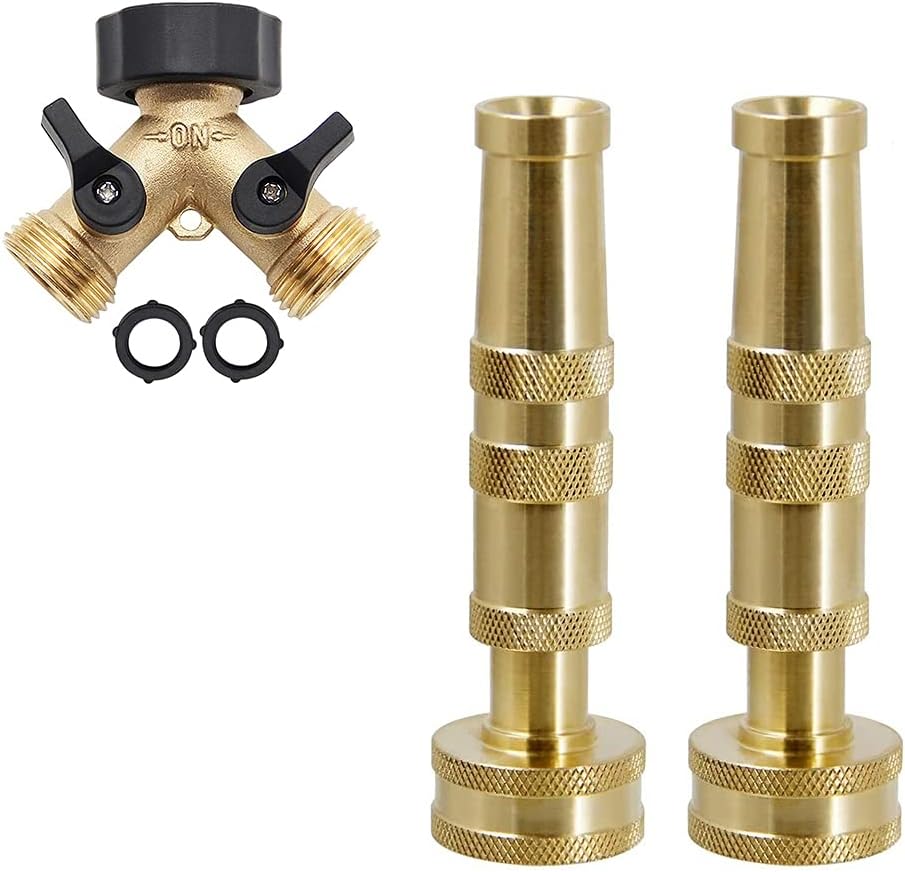 Hose Splitter 2 Way | Heavy-Duty Brass Adjustable Twist Hose Nozzle, TWIS3432