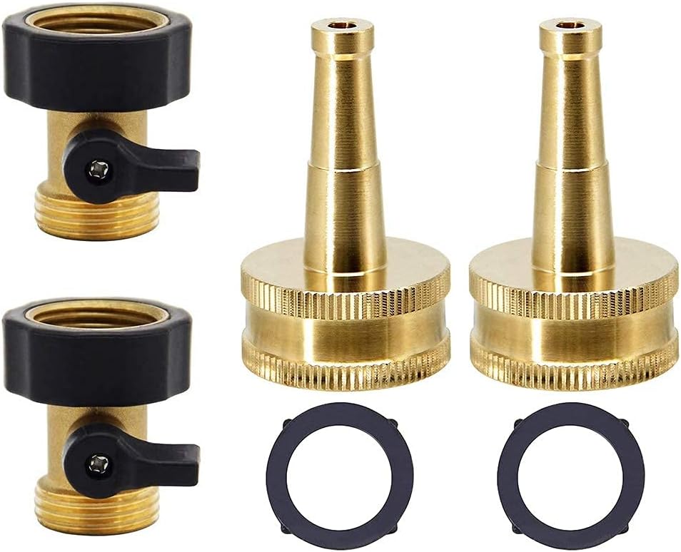 Heavy Duty Brass Shut Off Valve | Brass Jet Sweeper Sprayer Nozzle, 2 Pack, TWIS3431