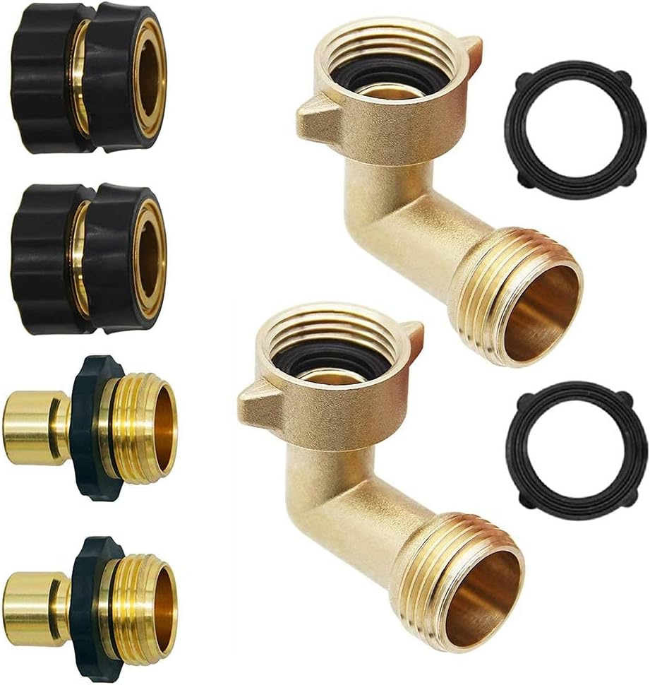 3/4 Inch Garden Hose Fitting Quick Connector | 2 Pack Garden Hose Elbow Connector