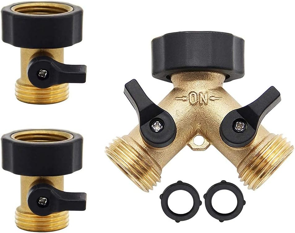 Heavy Duty Brass Shut Off Valve | Heavy-Duty Brass Garden Hose Splitter 2 Way