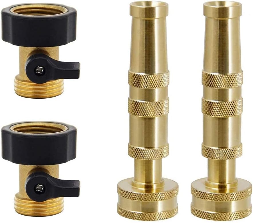 Heavy Duty Brass Shut Off Valve | Heavy-Duty Brass Adjustable Twist Hose Nozzle, TWIS3432