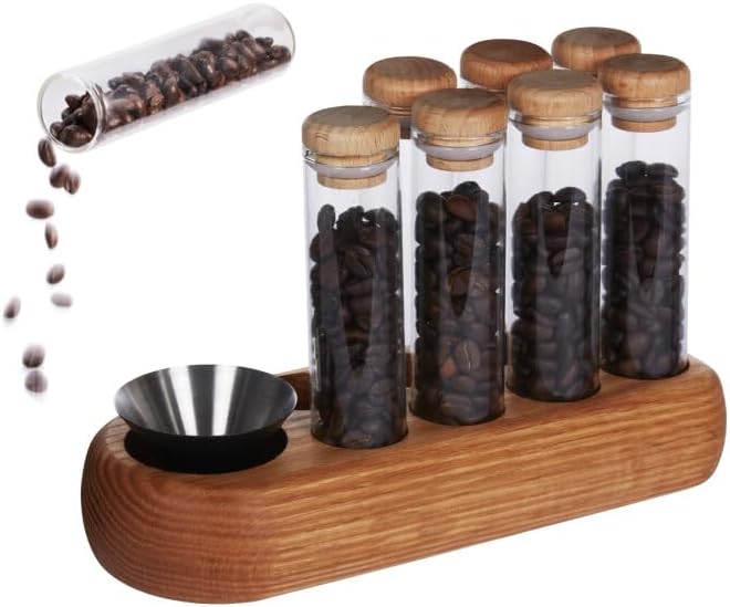 Coffee Bean Cellar Tubes Single Dose Set of 8 Borosilicate Glass Sealing Tubes for Espresso Enthusiasts and Baristas Smoother Pouring Without threads