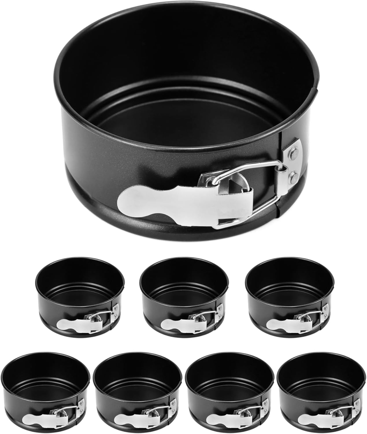 4 Inch Springform Pan Set, Nonstick, Leakproof Mini Cheesecake Pans with Removable Bottom, Carbon and Stainless Steel Construction, 8 Pcs