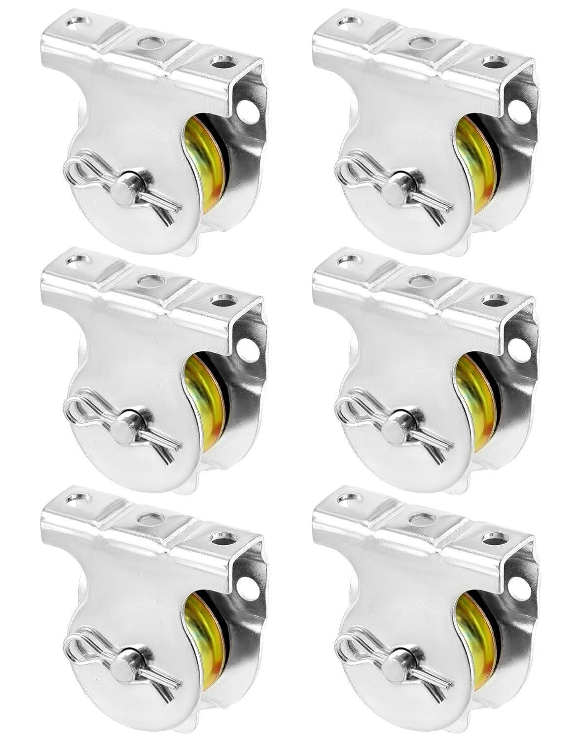 Wall Mount Pulleys, 6 Pcs 1-1/2" Ceiling Mount Single Pulley V-Groove Pulley Hardware Accessories for 3/8" Wire or Rope, Working Load 420 Lbs