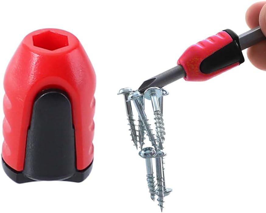 Screwdriver Head Magnetic Ring, Upgrade Magnetizer Screw Removable for Hex Screwdriver and Power Bits, 2024 Multipack Magnetic Screw Ring Holders Household Tool (1, Red)