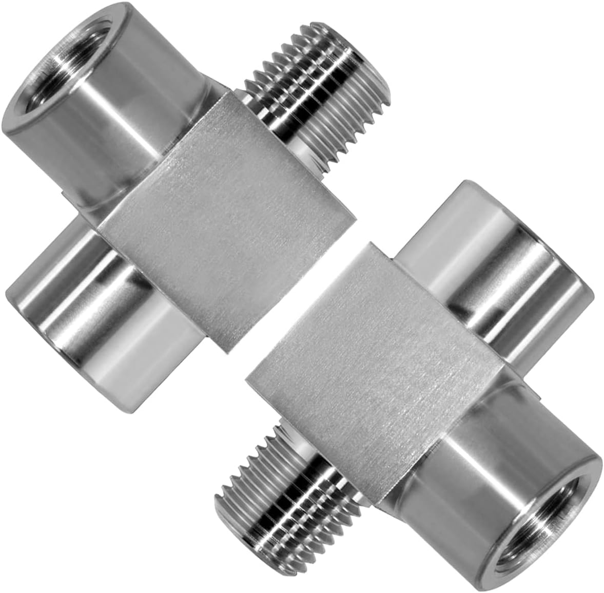 Stainless Steel Tee Pipe Fittings, 1/8" NPT Female x 1/8" NPT Female x 1/8" NPT Male Pipe Fittings, Male Run Tee(pack of 2)