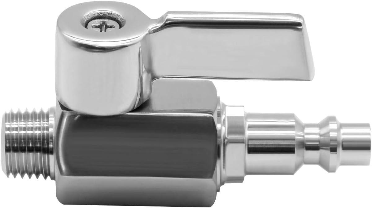 Air Quick Conect Plug Hose Fittings Ball Valve, Stainless Steel 1/4 Inch NPT Male Air Coupler Plug Compressor Shut Off Vavle