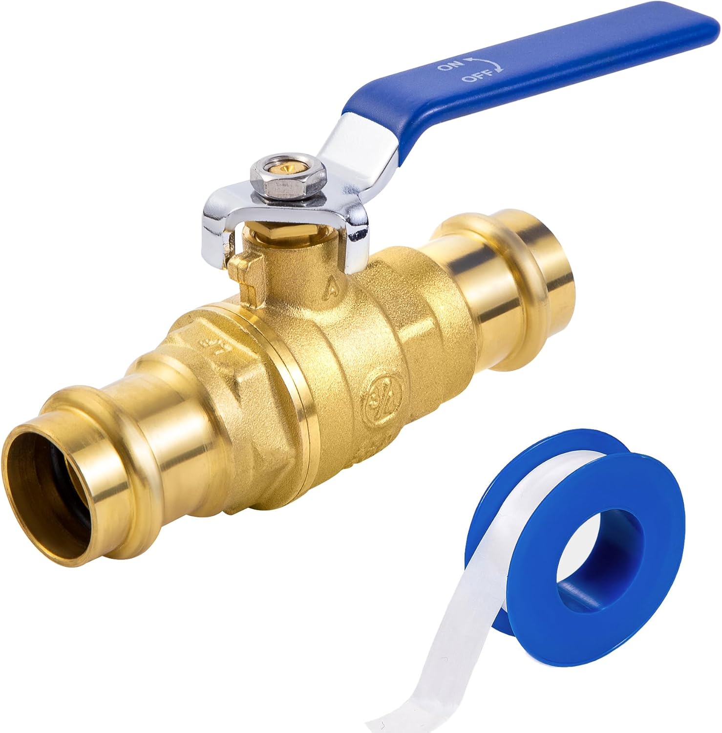 3/4 in Lead-Free Press Ball Valve,Press into 3/4"Copper Tubing Connection with EPDM O-ring