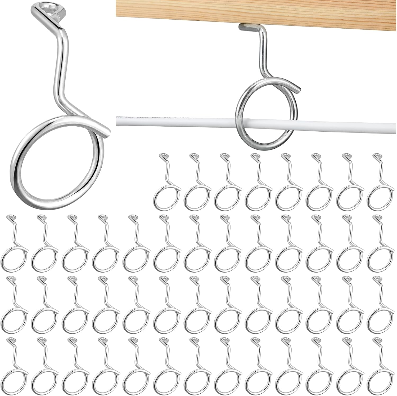 50 Pcs Bridle Rings for Low Voltage Wire and Cable 1-1/2 Inch Screw Mount Bridle Rings for Mount Cat 6 or Cat 7 Cable on Wood Concrete and Brick Surface
