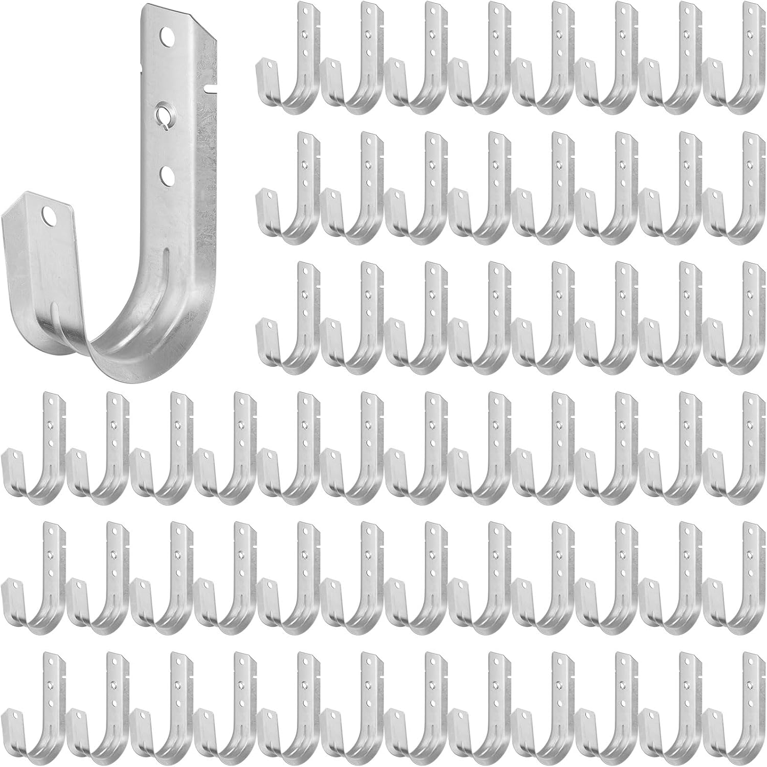 60 Pcs 2" Cable Support J Hooks Heavy Duty Galvanized Steel Wire Management Cable J Hooks Hangers for Attaching to Vertical Surfaces Wall Mounting, Silver