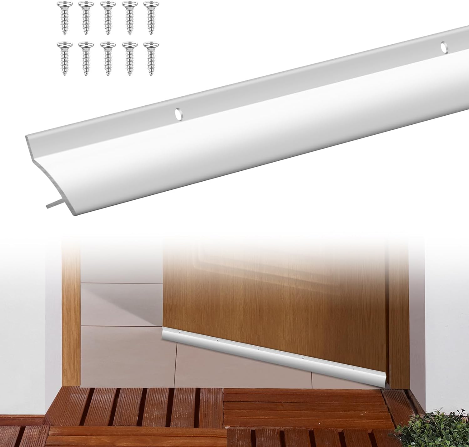 2 Pcs 37 in Aluminum Door Drip Cap with Screws, Rain Drip Guard, Door Bottom Sweep Edge Deflector Overall Height 1-1/2 in Window Rain Deflector for Diverting House Rainwater(Silver)