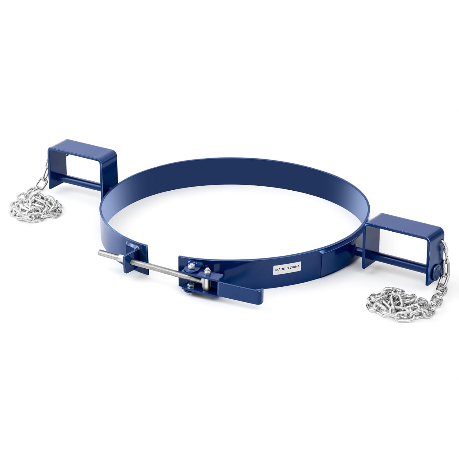 Steel Tilting Drum Ring, 55 Gallon Drum Lifter Ring, Painted Carbon Steel, 1200 Lbs Capacity, Industrial Transport Equipment for Efficient Handling, Suitable for Forklift and Manual Handling