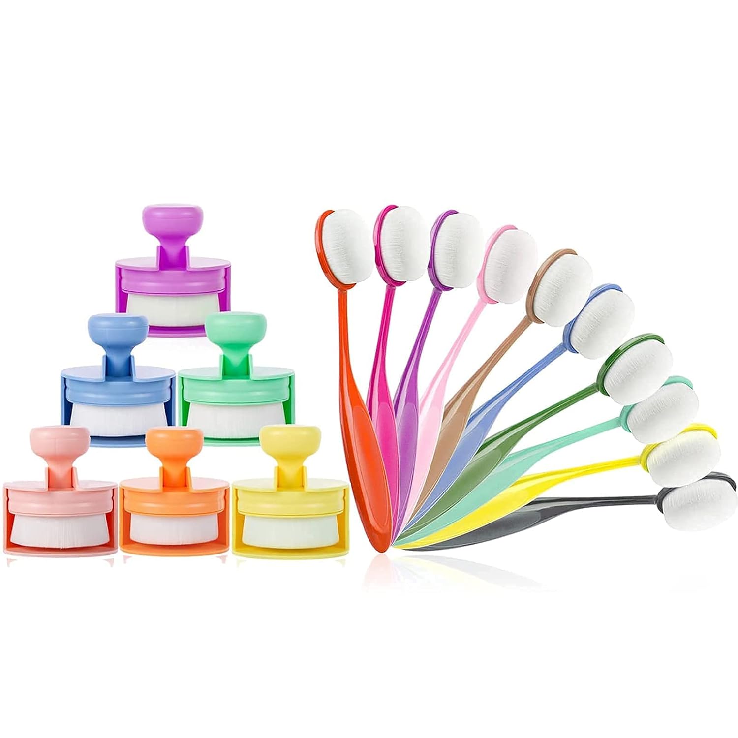 Ink Blending Brushes,Ink Blending Tool -10pcs brush head width 0.86 inch oval brush and 6 pcs brush head width 2.04 inch flat top mixed ink brush for Card Making