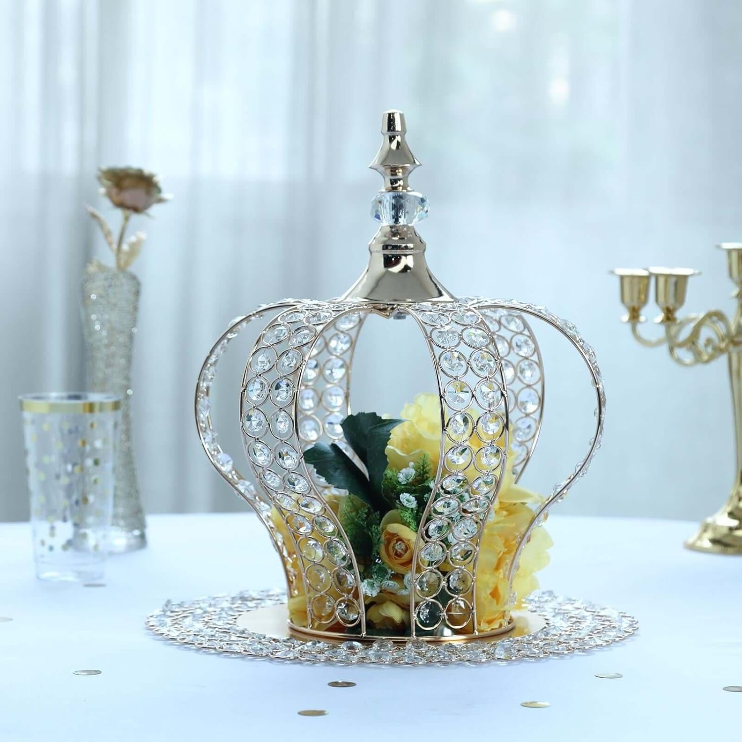 Efavormart Metal Princess Crown Cake Topper Birthday Cake Wedding Decoration For Wedding Birthday Party Special Event (Gold_12)