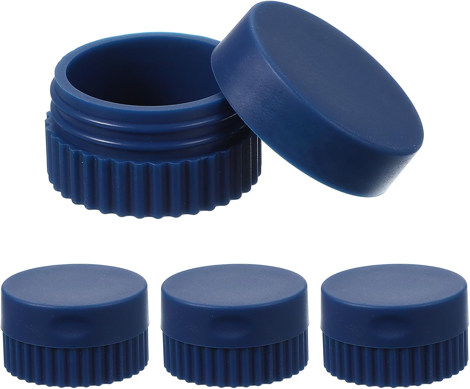 4pcs Travel Containers for Toiletries, 0.68oz 20ml Small Silicone Cream Jars Leak-proof Travel Essentials with Lid for Cosmetic Body Skin Cream, Dark Blue