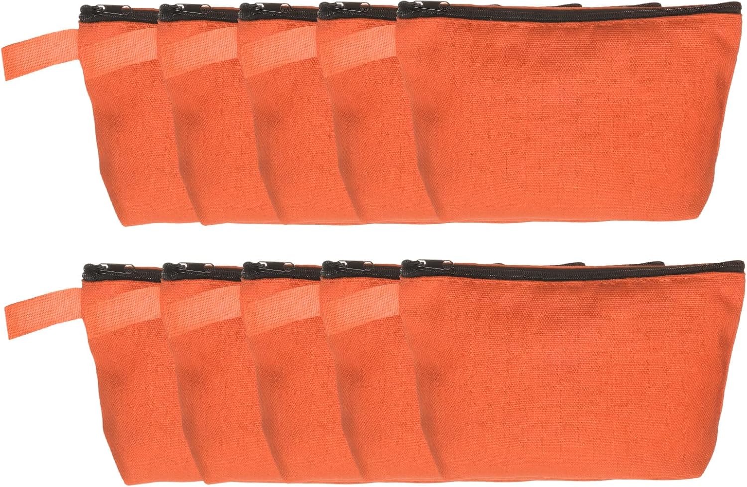 Canvas Makeup Bags, 10pcs Travel Cosmetic Bags Bulk, Multipurpose Plain Toiletry Zipper Pouches Blank DIY Craft Bags Pencil Bag for Women Teens, Orange(7.5 x 5 x 1.8inch)