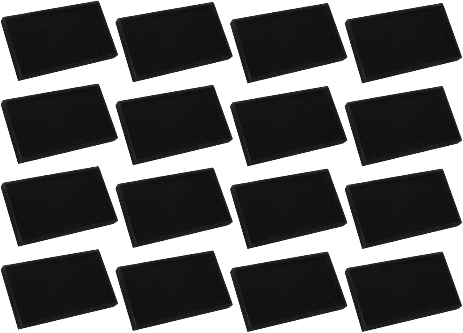 16PCS Jewelry Organizer Tray Stackable, Wooden Jewelry Containers Velvet Drawer Organizer Inserts Holder for Earrings Necklaces Rings Bracelet (8.5" x 5.1" x 1" Black)