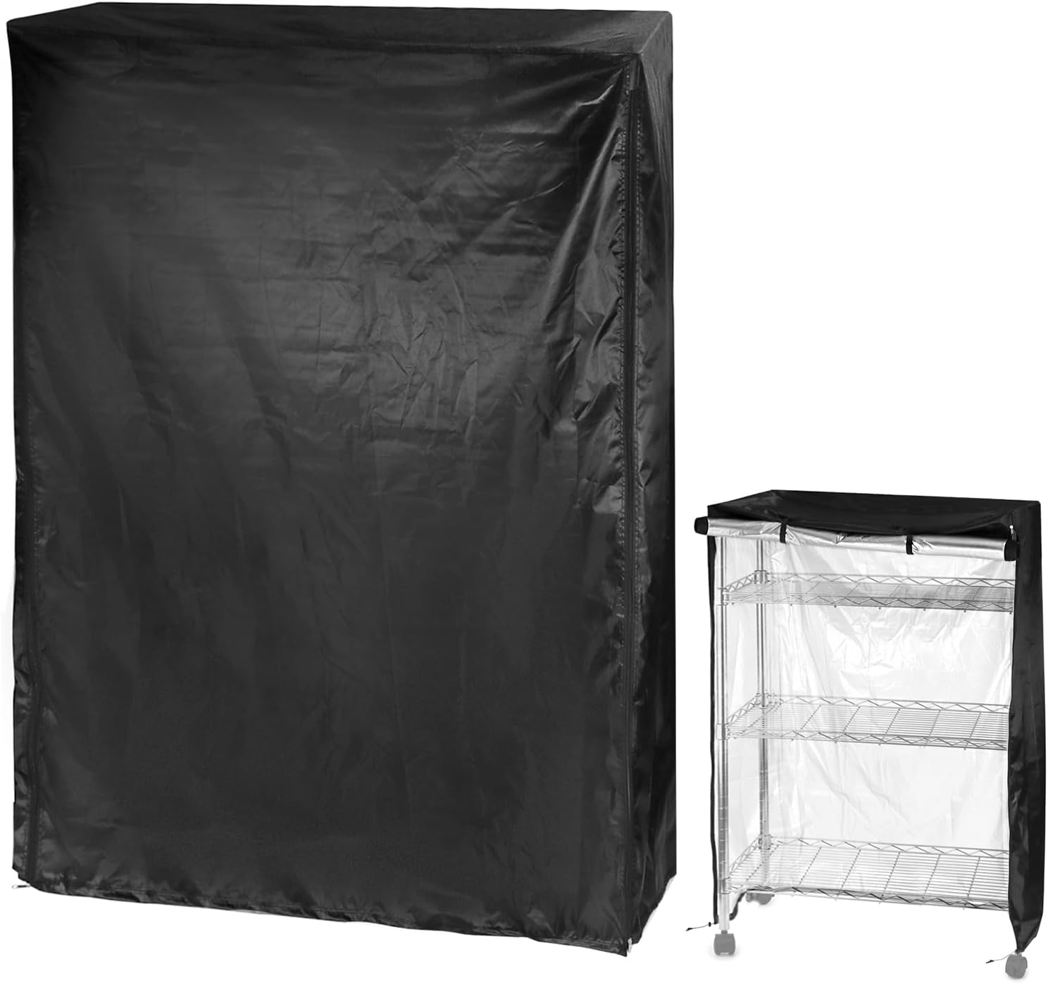Storage Shelving Unit Cover, Wire Rack Cover for Shelf 48"x18"x72", 210D Oxford Cloth, Keeps Rack Clean, for Home, Office, Storage, Garage, Black