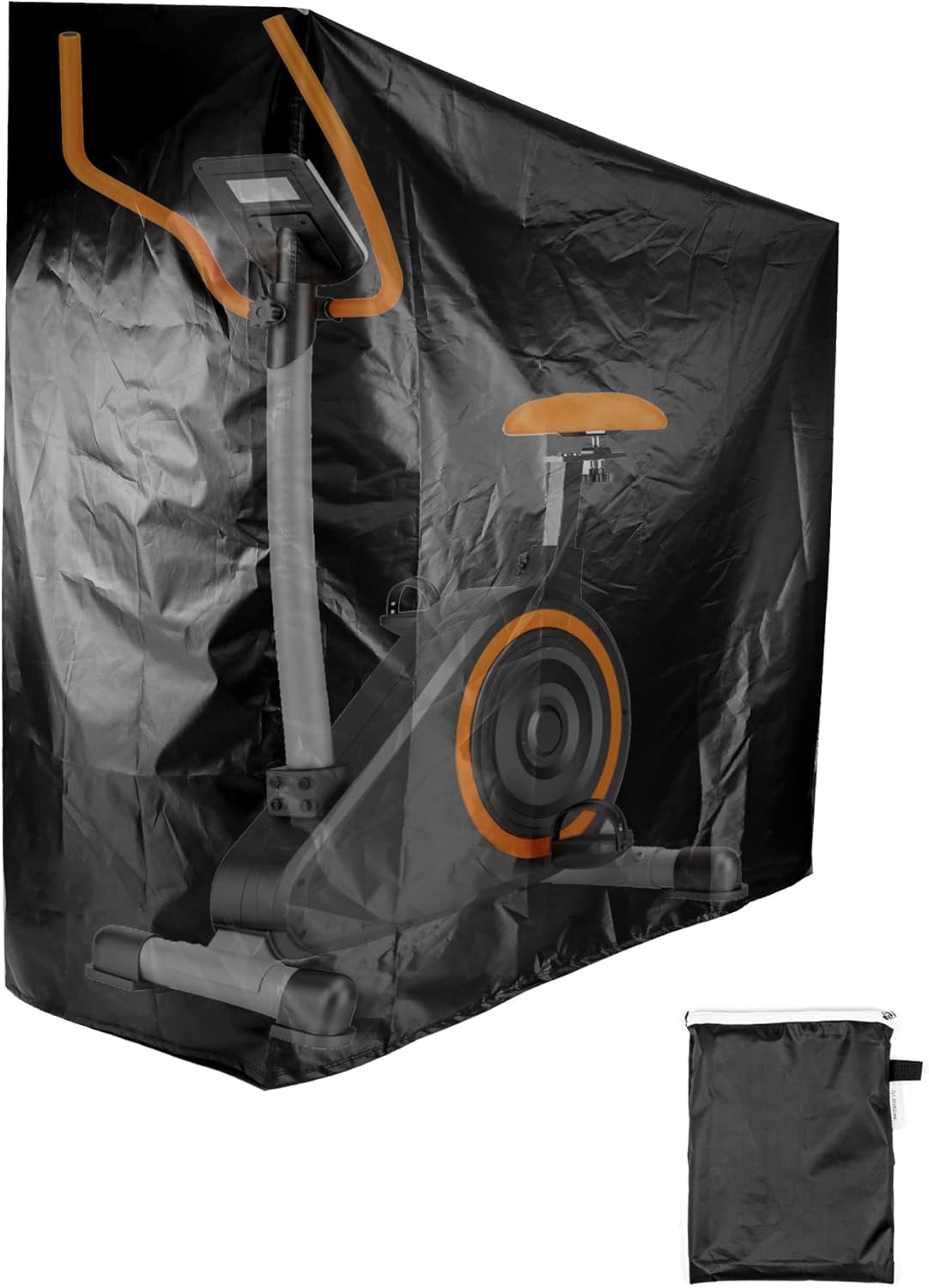 Exercise Bike Cover, Upright Outdoor Waterproof UV Dust Wind Bicycle Storage for Most Fitness Stationary Bikes, Premium Sport Training Bike (Black)