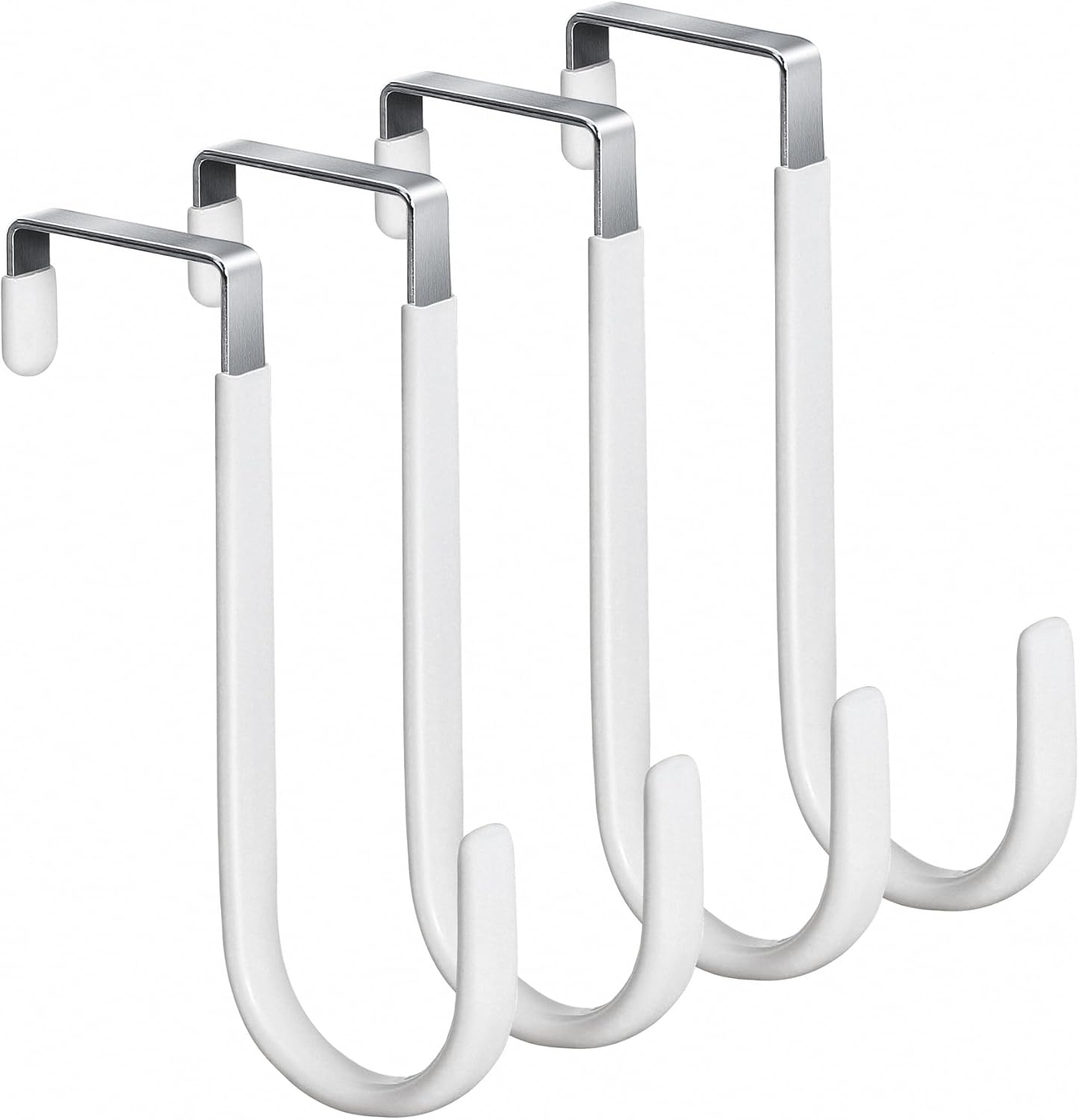 HOOSUN 4 Pack Over The Door Hooks,5 in Hooks for Hanging Heavy Duty Door Hanger,Towel Hanger Hook Holders,Over Door Hangers Hooks Door Hanger Hooks for Hanging Clothes,Towels,Hats,Coats,Bags (White)
