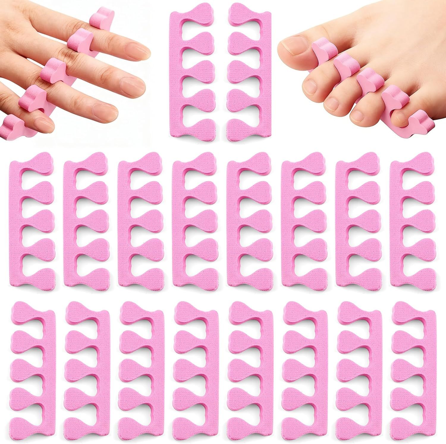 20 Pack Sponge Toe Separators, Toe Separators Set/Soft Foam Toe Separator, Flexible Toe Spacers for Pedicures Toe Dividers for Women Nail Art Pedicure Manicure (3.94x1.38'')