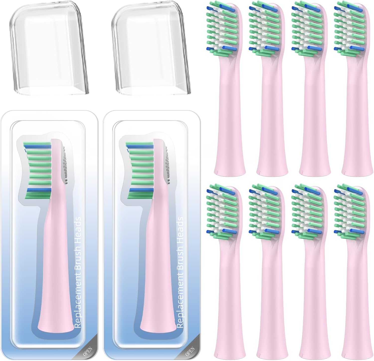 10 Pack Toothbrh Replacement Heads Compatible with Rtauys M5 Sonic Electric Toothbrh (Sakura Pink, 10 Count(Pack of 1))