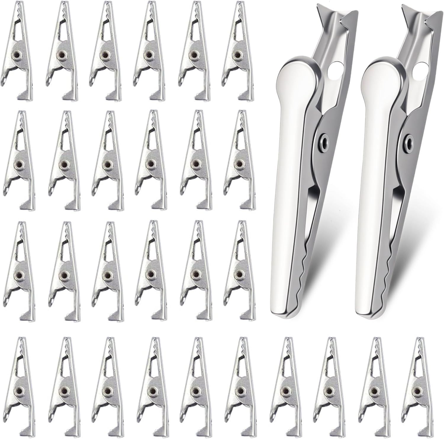 100 Pack Mini Clamps Alligator Clips for Crafts & Electrical, Small Metal Clips for Joints 35 mm Alligator Clamp for Crafting, Gator Clips Clamps Bulk for Crafts Holding (Silver）