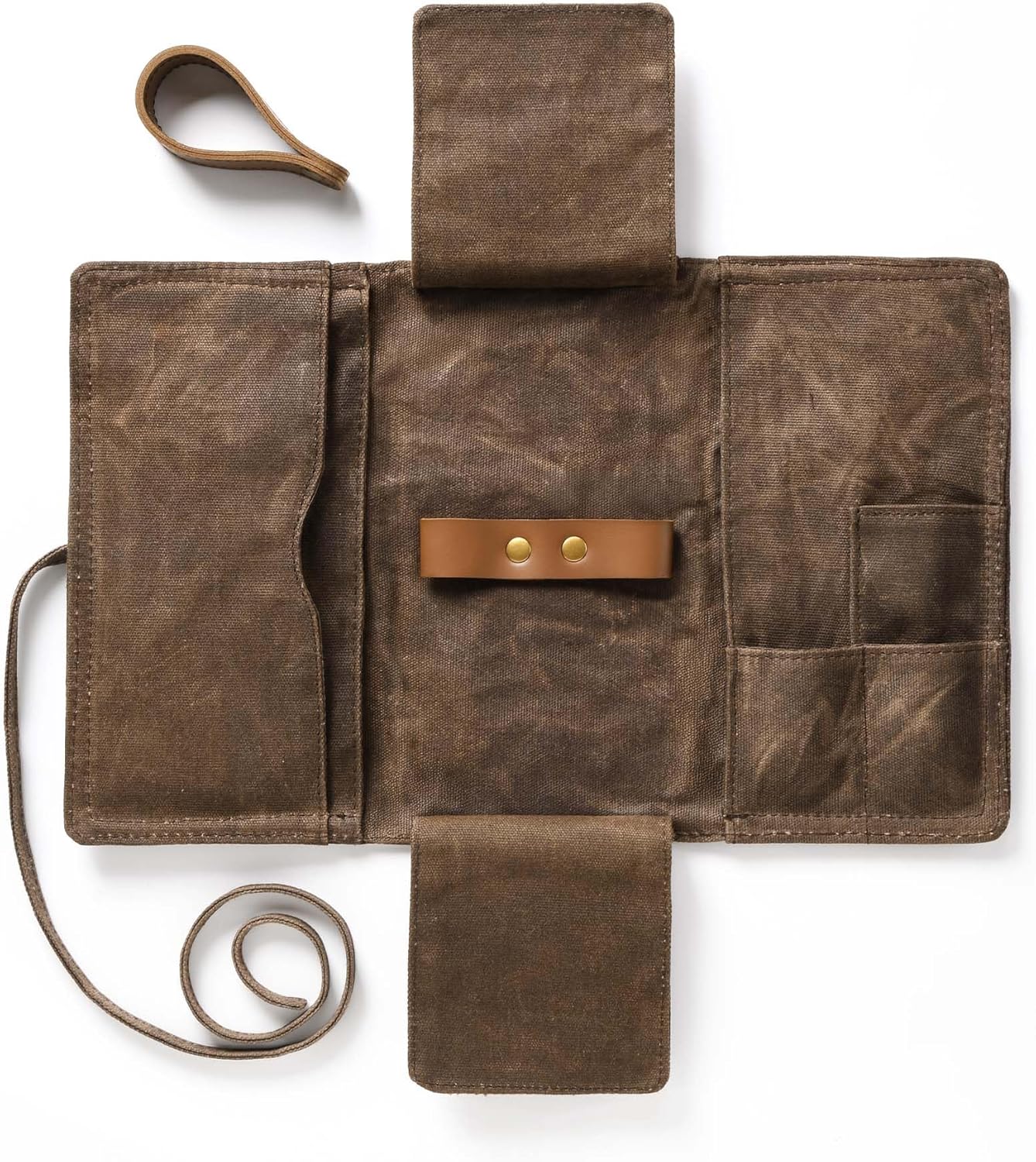 Waxed Canvas Tobacco Pouch for 2 Pipes, Smoking Tobacco Pipe Pouch with Foldable Stand, Smoking Case Bag Accessories Storage Organizer for Travel, Daily e & Gift (Pipes Not Included)