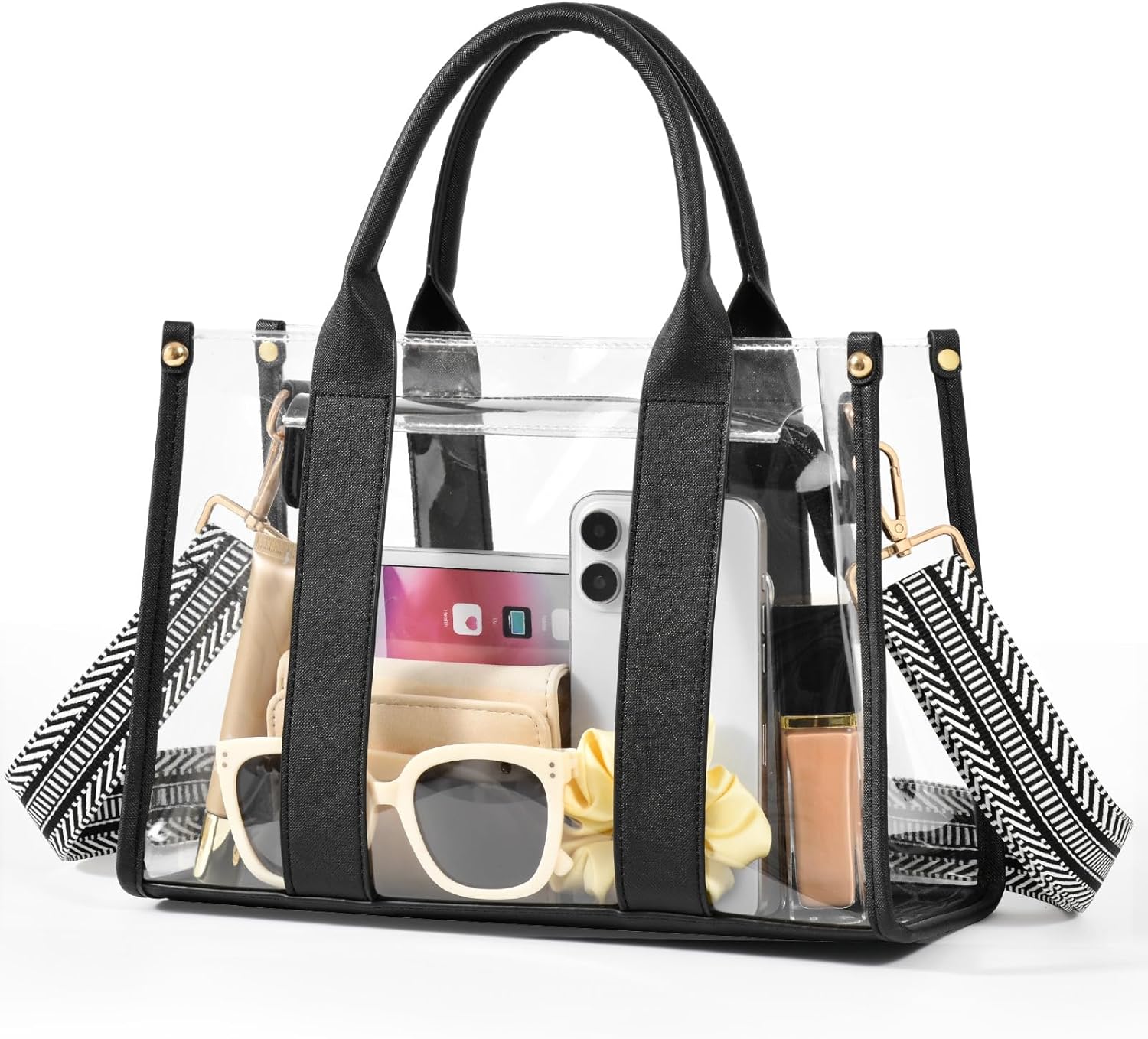 Clear Tote Bags for Women, Clear Bag for Stadium Events with Adjtable Straps, Handbag Purse for Sports Concert Work