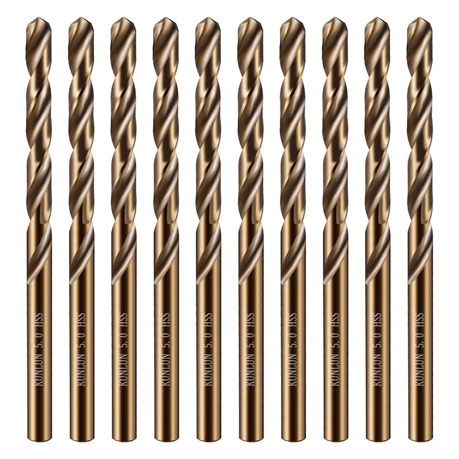 3/16" Cobalt Drill Bit(10Pcs), M35 HSS Metal Drill Bit Set forwood, Hard Metal, Stainless Steel, Cobalt Steel M35 Jobber Length Twist Drill Bits