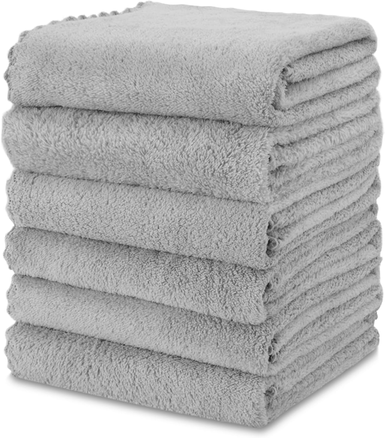 Kitchen Cloth Dish Towels, 13x28 Inches Premium Dishcloths, Super Absorbent Coral Velvet Microfiber Cleaning Cloths, Fast Drying Rags for Washing Dishes (13x28-6 Pack, Grey)