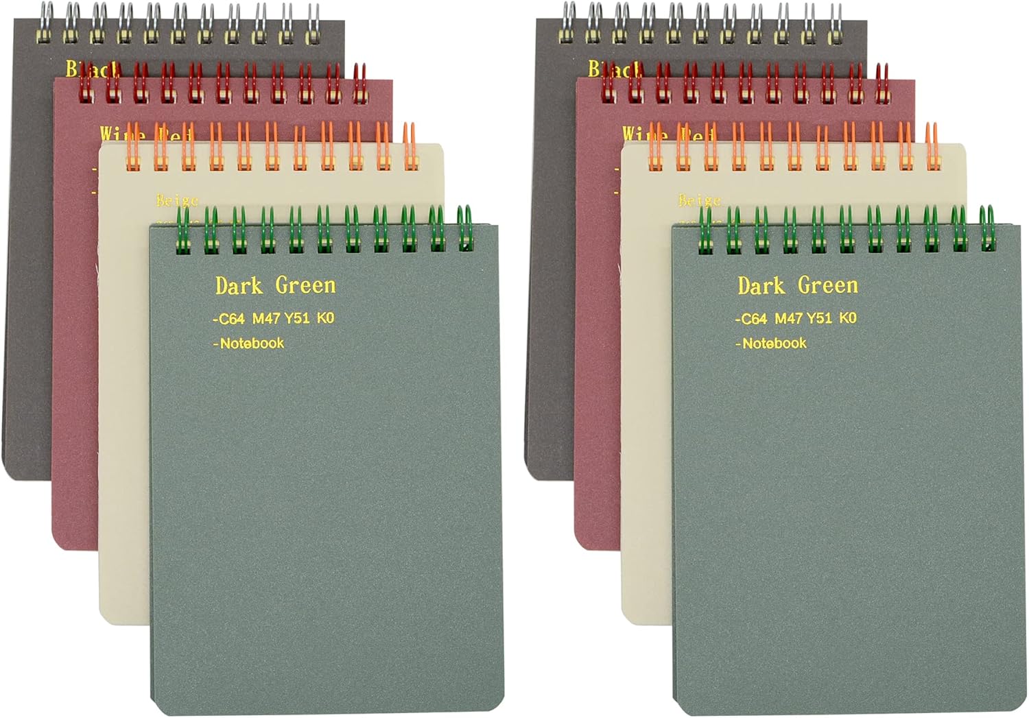 Yansanido Top Bound Spiral Notebook, 8 Pcs 4 Color A6 Size Thick Plastic Hardcover 7mm College Ruled Paper 80 Sheets (160 Pages) Journal for School and Office Supplies (8 Pcs A6)