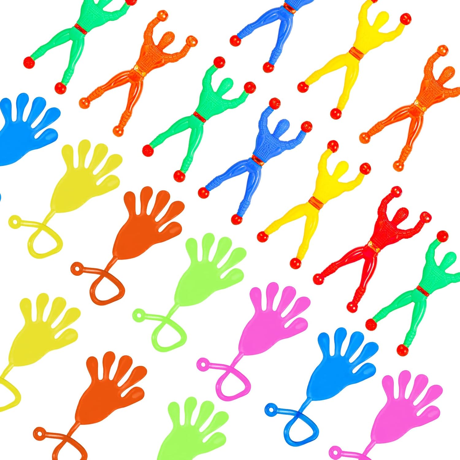 20 Pcs Sticky Hands & Window Crawlers, Stretchy Toy Wall Climbers, Fun Loot Bag Fillers for Kids Birthday Party Favors