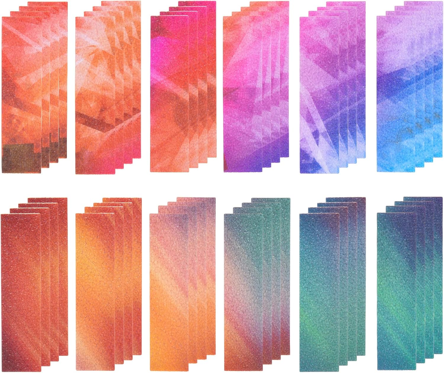 48 Pcs Calm Strips Anxiety Relief Kit with Colorful Streamer and Stone Pattern Textured Sensory Stickers, Anti-Stress Fidget Toys for Adults and Teens (Deep)