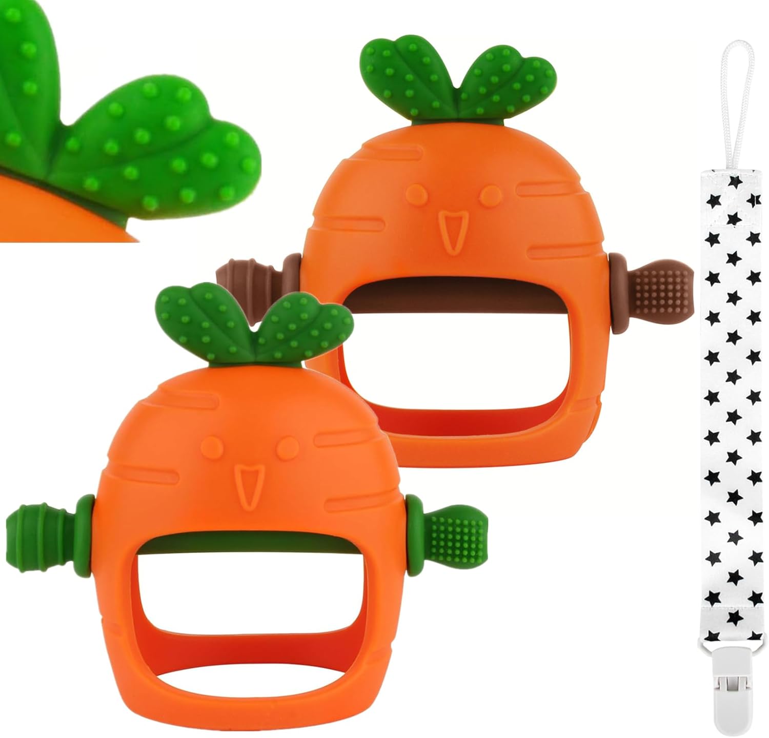 Store Baby Teething Toys Baby Mitten Teether 2 Pack for Babies 0-24 Months Carrot Glove Teethers Teething Relief Sore Gums Baby Toys for Infants