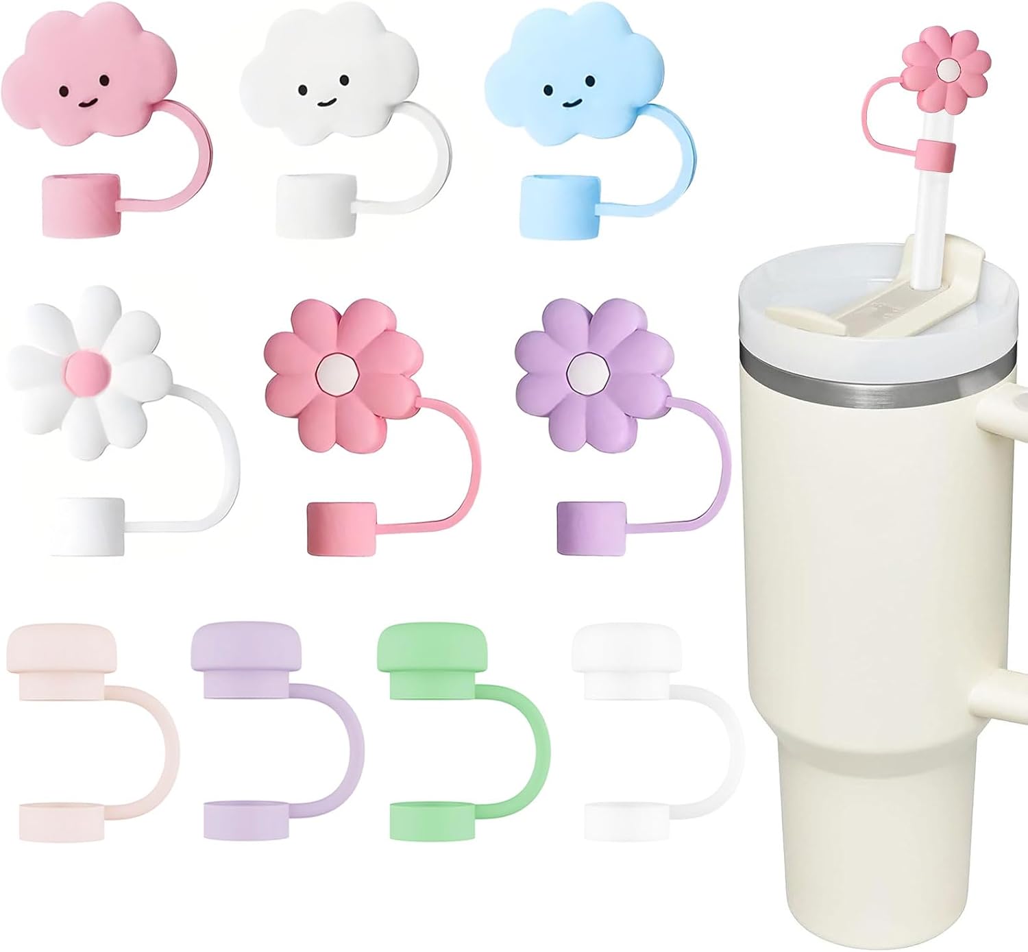 10 Pcs Straw Cover Cap for Stanley Cup, 10mm/0.4in Silicone Covers Accessories for Water Cup Straw, Dust proof and Leak proof