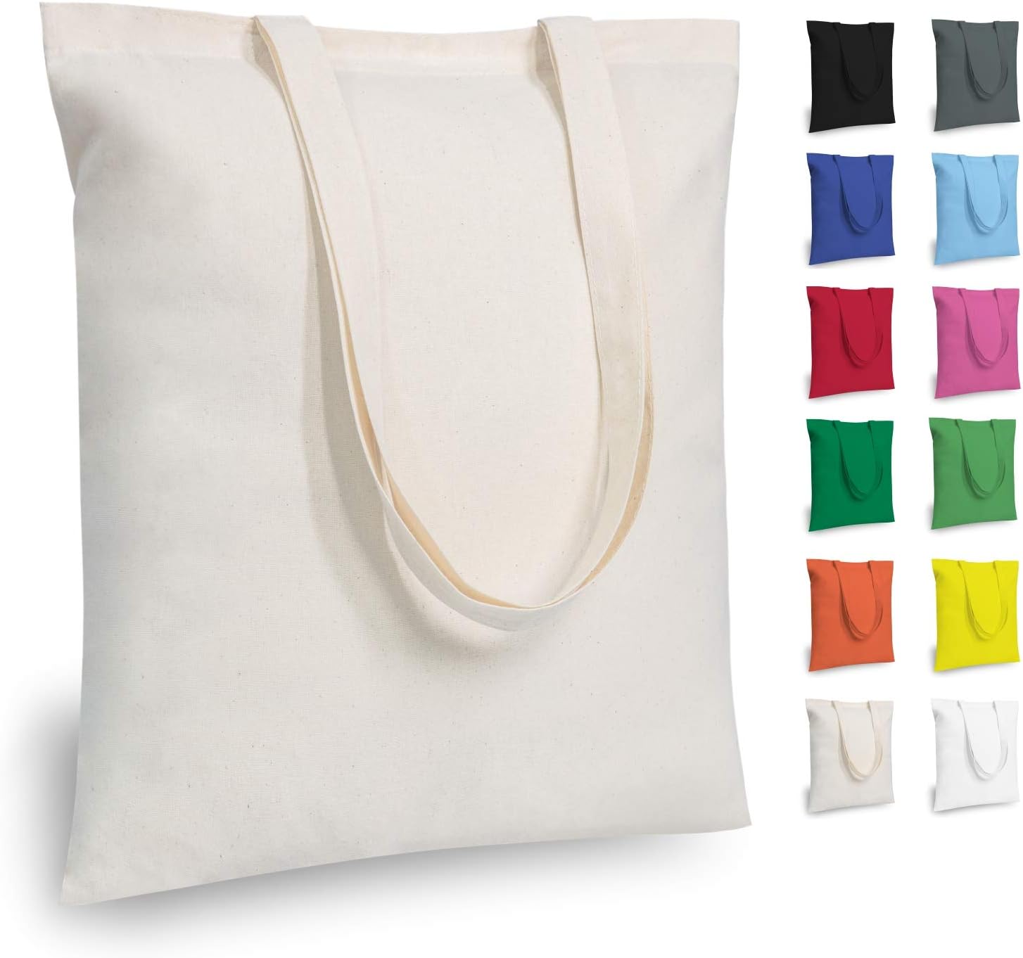 5 | 12 | 24 | 48 Pack Economical Cotton Tote Bag, Lightweight Medium Reusable Grocery Shopping Cloth Bags, Suitable for DIY, Advertising, Promotion, Gift, Giveaway, Activity (5-Pack)