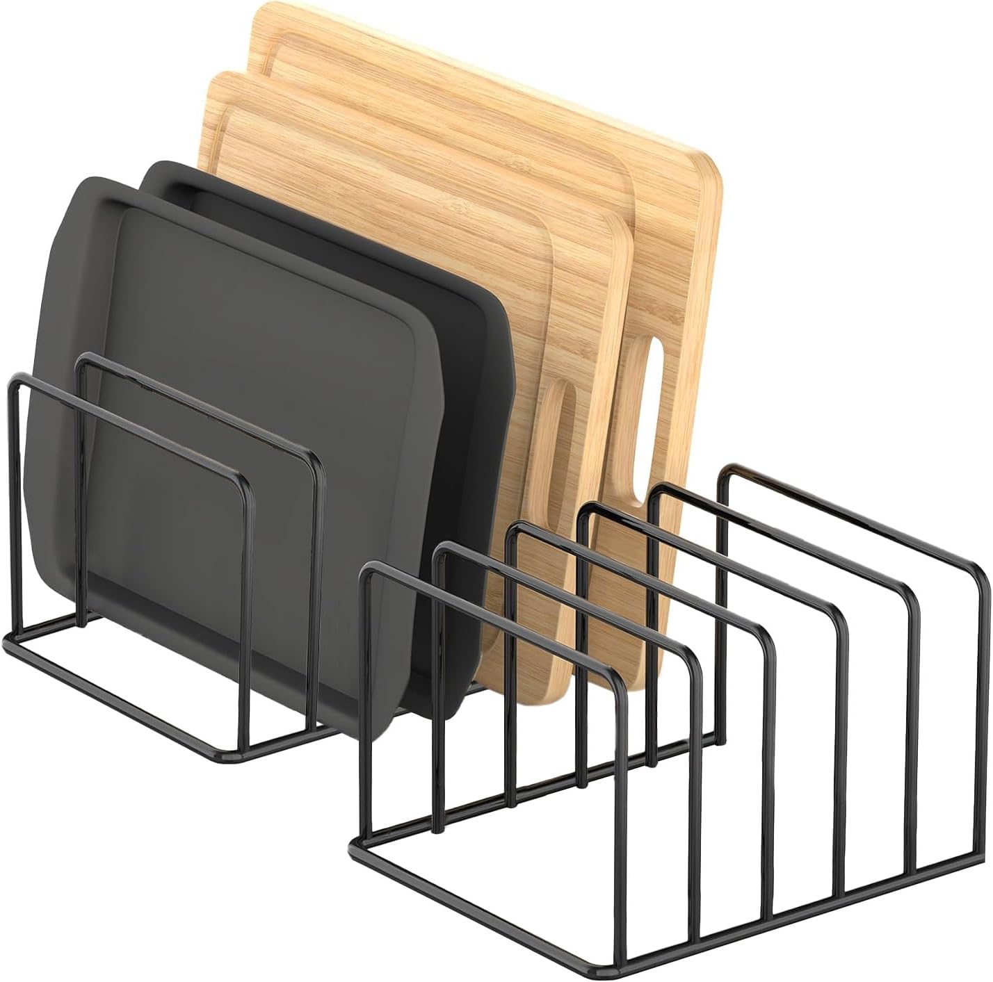 Cutting Board Organizer, Cutting Board Holder Rack Baking Cookie Pan Sheets Cooling Small Racks Storage Stand for Kitchen Cabinet Countertop Bakeware Organizer, 2-Pack