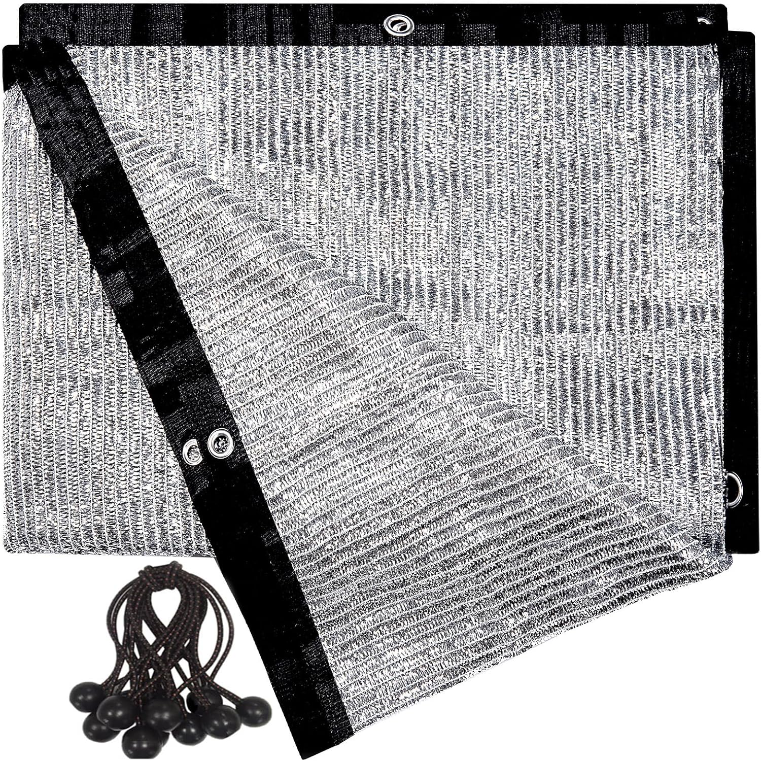 70% Aluminet Shade Cloth 6.5 ft x 10 ft-Fabric Sun Block Sun Reflect-Free 12pcs 6" Ball Bungee