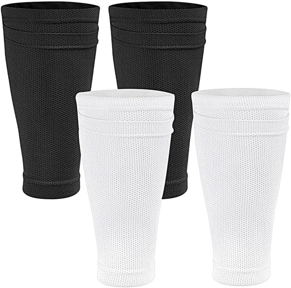 Shin Pads Sock, 2 Pairs Soccer Shin Guard Sock, Breathable Soccer Shin Guard Socks with Pockets, Shin Pads Holder
