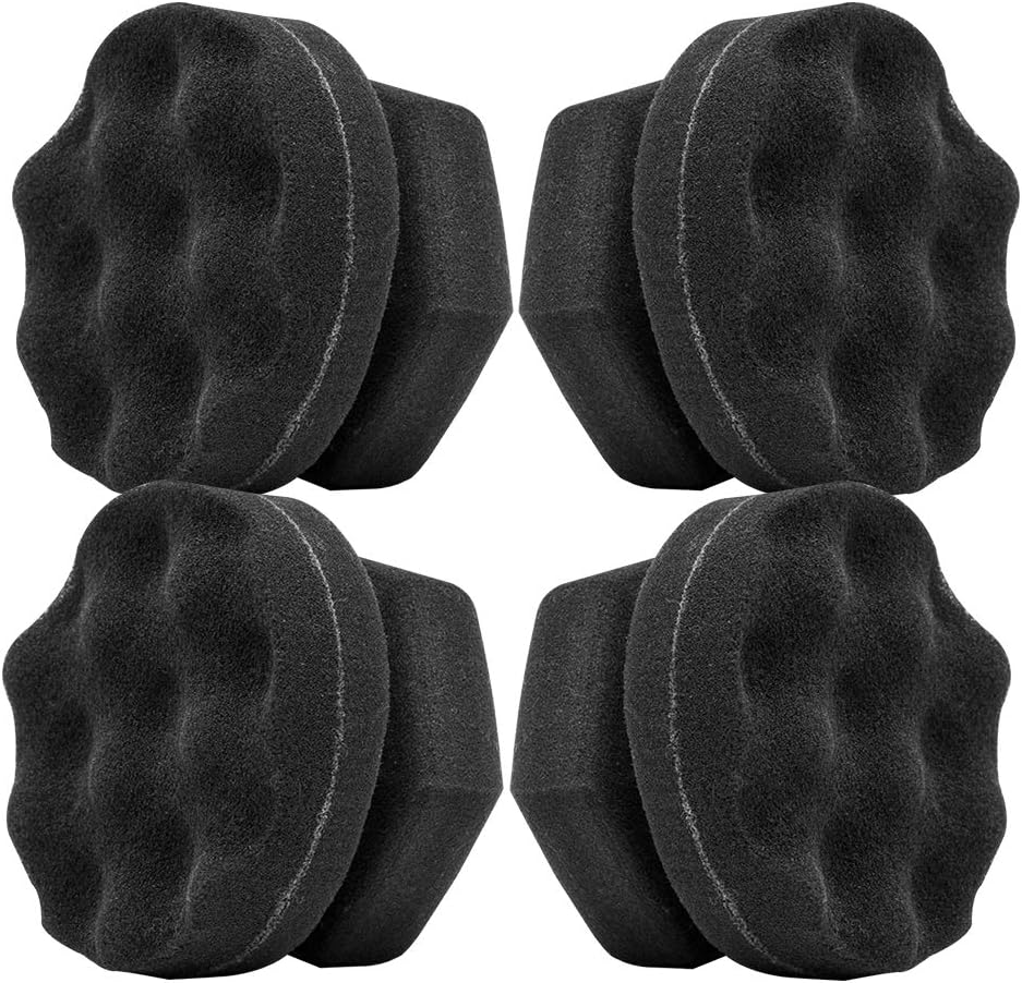 Tire Dressing Shine Applicator (4 Pack), Round Grip Deeper Tire Brush Tire Dressing Applicator Pad Wave Design to Reach Trim Makes Detailing Tires Easier - Durable,Washable,and Reusable