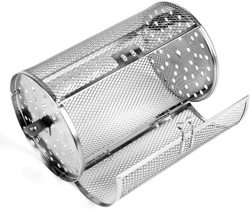 Rotisserie Basket for Oven & Grill - 360-Degree Rotating Stainless Steel with Door Opening Design, Perfect for Smoking Meat, Roasting Nuts, and BBQ Accessories