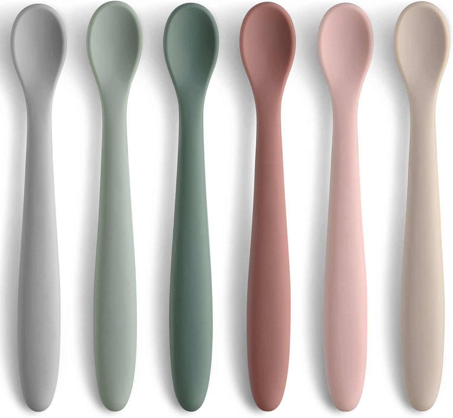 6-Piece Silicone Baby Feeding Spoons, First Stage Infant Soft-Tip Easy on Gums I Training Spoon | Utensils Supplies, Dishwasher & Boil-proof -